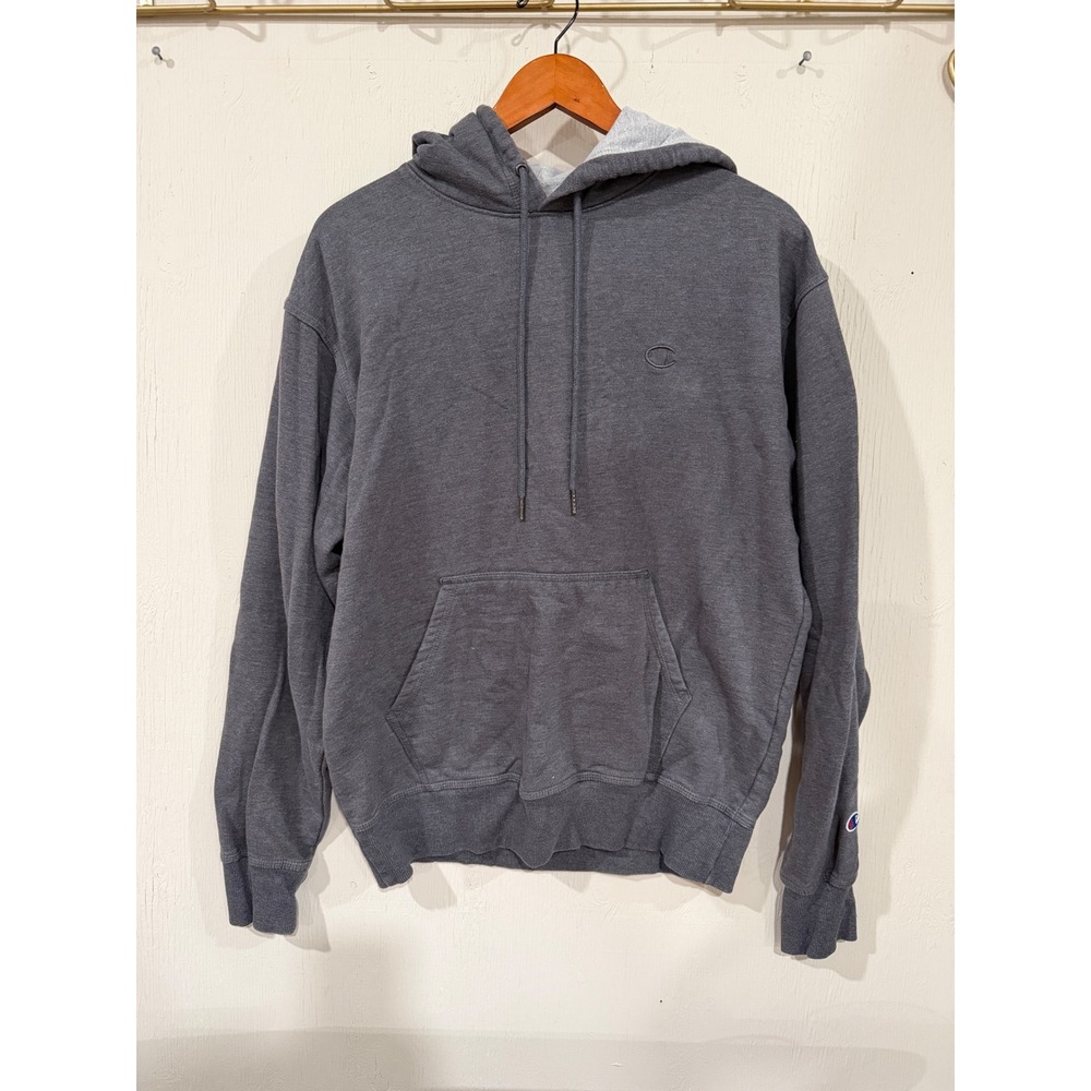Champion Mens Pullover Hoodie Charcoal Gray Fleece Sweatshirt Size M